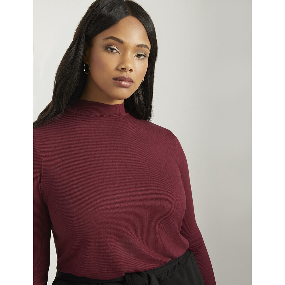 Eloquii Long Sleeve Turtleneck Top In Wine Burgundy Plus Size 26/28 - Picture 3 of 10